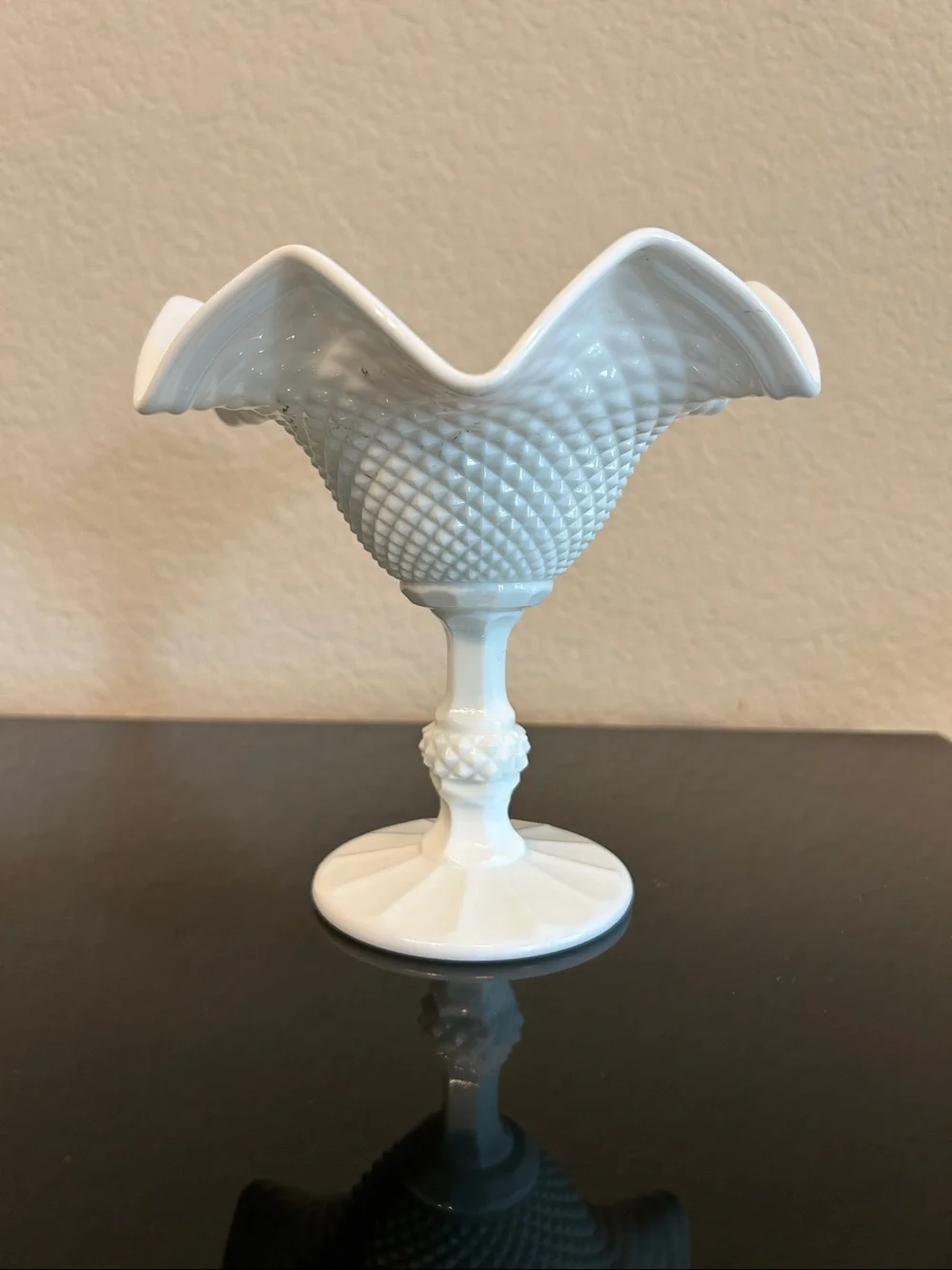 White Milk Glass Compote Pedestal Bowl - Unbranded